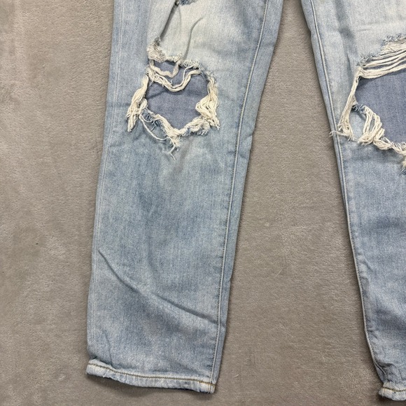 KanCan Jean Women 7/27 Darel Ultra High Rise Paperbag Mom Distressed Light Denim - Picture 4 of 16